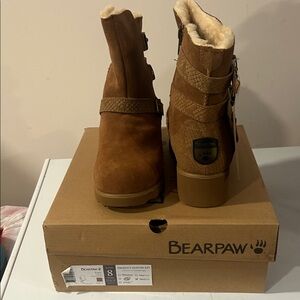 BearPaw Tan Boots with Cozy Fur Lining